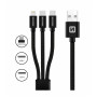 Cablul de încărcare și de date Swissten DATA CABLE TEXTILE 3in1 1,2 M BLACK