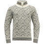 Bluză Devold Svalbard Wool Zip Neck alb/gri OFFWHITE/ANTHRACITE